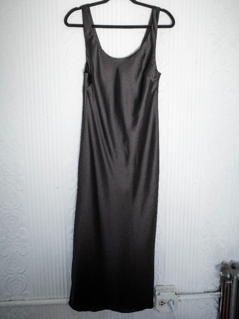 Bias Cut Long Black Silk Dress, approx. Large